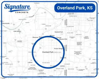 Concrete services area map for Overland Park and surrounding neighborhoods